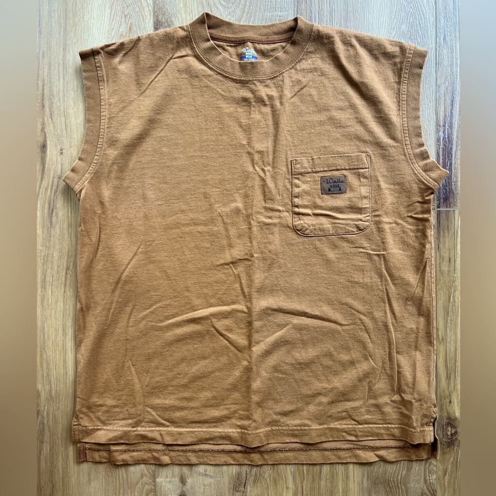 Walls WorkWear Sleeveless Muscle Tank Shirt Men’s Large Brown Cotton Utility